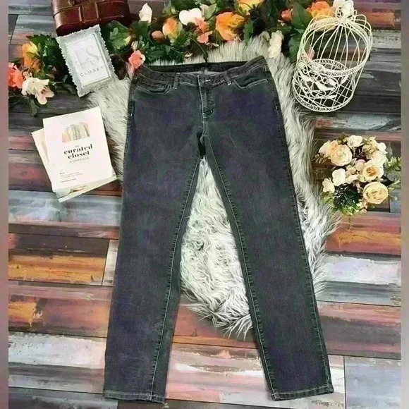 PrAna Kayla Organic Cotton Gray Skinny Jeans with White Seam, 12/31 - Picture 2 of 7